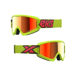 Mx Brýle Eks Brand Gox Flat-Out Flo Yellow / Black / Fire Red / Red Mirror Lens