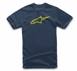 triko AGELESS CLASSIC TEE, ALPINESTARS (modré navy/žluté fluo)