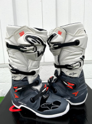 Mx Boty Alpinestars Tech 7 Boots Dark Grey/Light Grey/Red Fluo