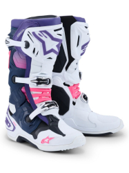 Mx Boty Alpinestars Tech 10 Boots White Violet Navy Blue Pink Flo 26