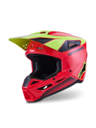 Mx Helma Alpinestars S-M3 Fray Helmet Red Yellow Fluo Black Glossy