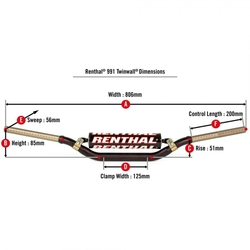 Řídítka Renthal TwinWall Handlebars 991 SX+SXF 09-12 RMZ 06-13 YZF 18-21