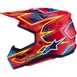 MX Helma Alpinestars S-M7 Cast Helmet Red/Yellow Fluo/Blue Glossy
