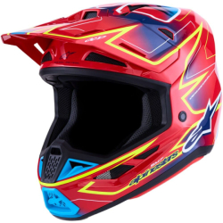 MX Helma Alpinestars S-M7 Cast Helmet Red/Yellow Fluo/Blue Glossy