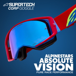 Mx Brýle Alpinestars Supertech Corp Goggles Absolute Vision Red Blue Mirror Blue