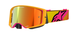 Mx Brýle Alpinestars Supertech Corp Goggles Absolute Vision Yellow Pink Mirror Red