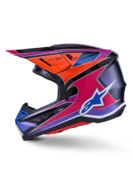 Mx Helma Alpinestars S-M7 Fuse Helmet Blue Purple Pink 26