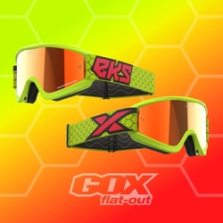 Mx Brýle Eks Brand Gox Flat-Out Flo Yellow / Black / Fire Red / Red Mirror Lens