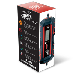 Automatická inteligentní nabíječka SHARK BATTERY CHARGER CN-4000, 6/12V, IP54, 4A DC