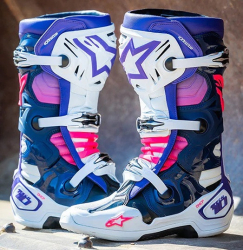 Mx Boty Alpinestars Tech 10 Boots White Violet Navy Blue Pink Flo 26