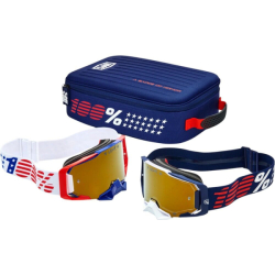 MX brýle 100% DUAL ARMEGA Patriot Pro Pack White/Navy True Gold Mirror