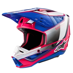 Mx Helma Alpinestars SM5 Sail Helmet White / Diva Pink / Enamel / Blue Glossy