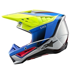 Mx Helma Alpinestars SM5 Sail Helmet Yellow Fluo / Enamel / Blue Silver Glossy