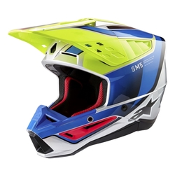 Mx Helma Alpinestars SM5 Sail Helmet Yellow Fluo / Enamel / Blue Silver Glossy