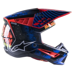 Mx Helma Alpinestars SM5 Solar Flare Black / Blue / Red Fluo Glossy