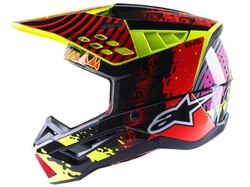 Mx Helma Alpinestars SM5 Solar Flare Black / Red Fluo / Yellow Fluo Glossy