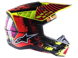 Mx Helma Alpinestars SM5 Solar Flare Black / Red Fluo / Yellow Fluo Glossy