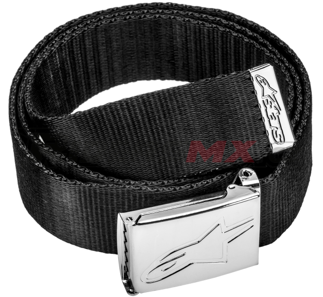pásek AGELESS WEB BELT, ALPINESTARS (černý/ chrom přezka, textil)