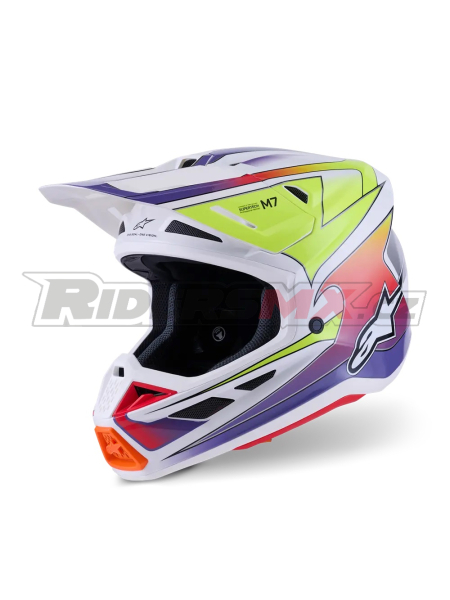 Mx Helma Alpinestars S-M7 Fuse Helmet White Yellow Purple