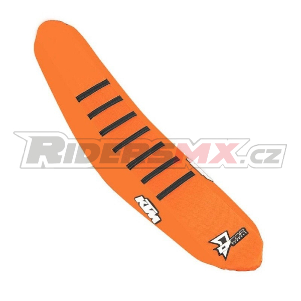 Potah sedla DCore Gripper Factory Seat Cover KTM SX / SXF 23–26 EXC 24–26 Orange Black Ribs