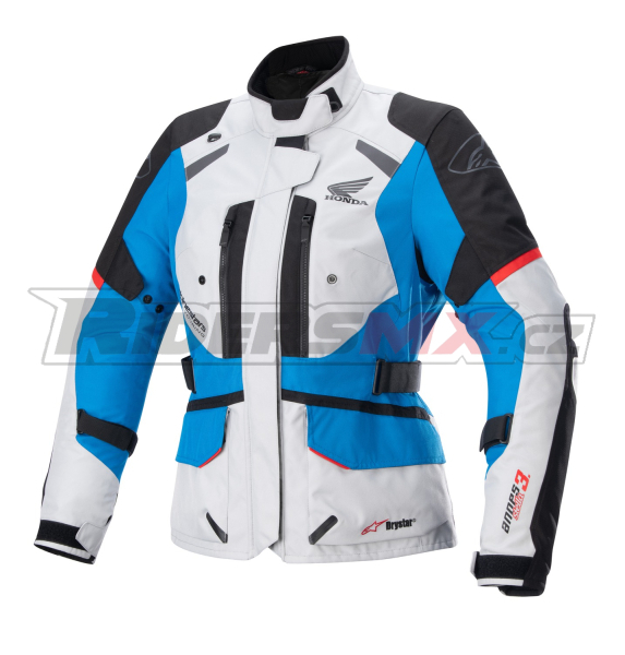 bunda STELLA ANDES DRYSTAR HONDA kolekce, TECH-AIR 5 kompatibilní, ALPINESTARS, dámská (světle šedá/černá/modrá/červená)