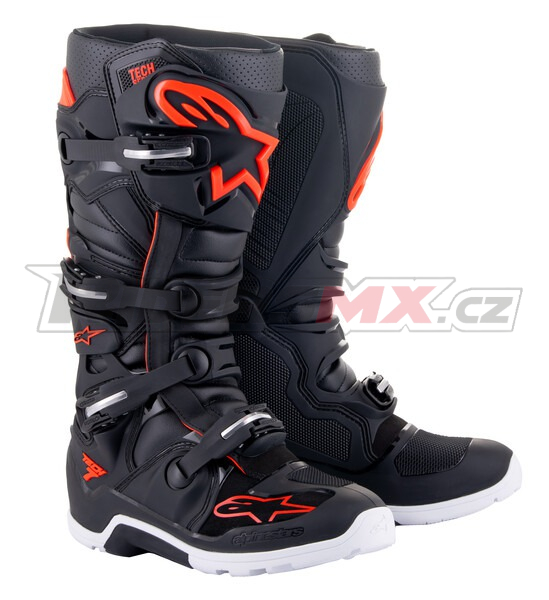 boty TECH 7 ENDURO, ALPINESTARS (černá/červená fluo/bílá)