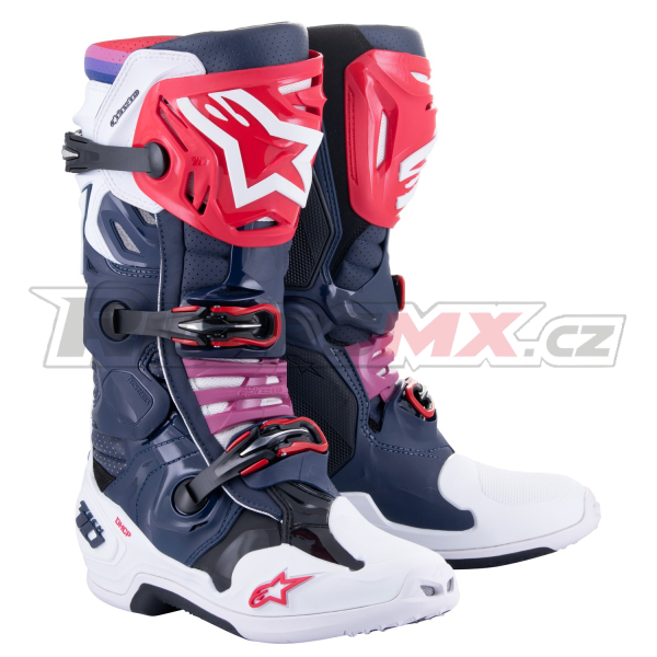 boty TECH 10 SUPERVENTED, ALPINESTARS, perforované (tmavě modrá/bílá/červená/fialová) 2026
