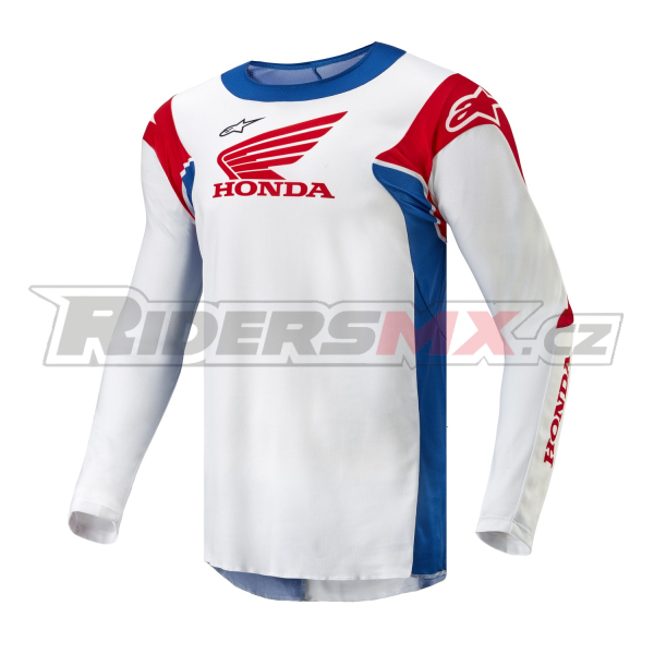 dres RACER ICONIC HONDA kolekce, ALPINESTARS (bílá/modrá/červená/černá) 2026