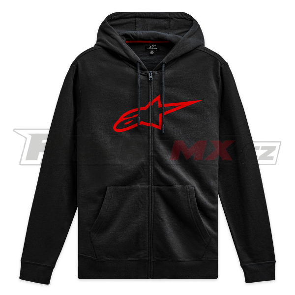 mikina AGELESS ZIP HOODIE 3, ALPINESTARS (černá/červená)