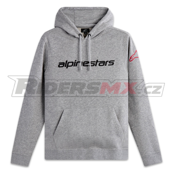 mikina WORDMARK HOODIE 3, ALPINESTARS (šedá/červená/černá)