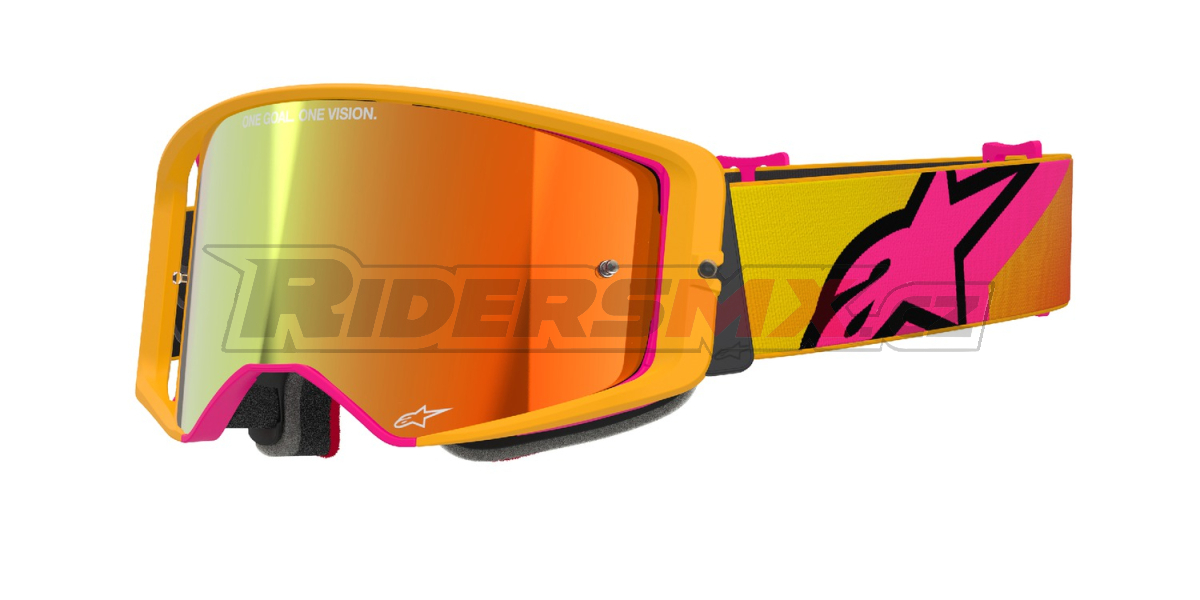 brýle SUPERTECH CORP, ALPINESTARS (žlutá/růžová, zrcadlové červené plexi)