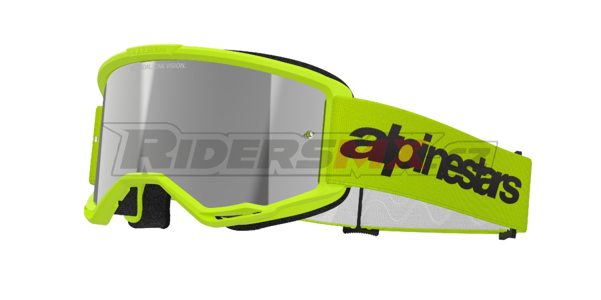 brýle VISION 3 WORDMARK, ALPINESTARS (žlutá fluo, zrcadlové stříbrné plexi) 2027