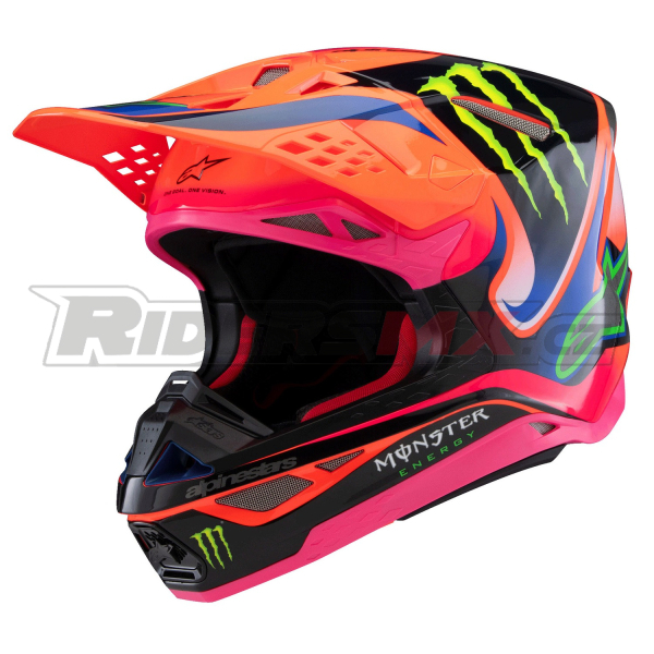 přilba SUPERTECH S-M10 edice HAIDEN DEEGAN, ALPINESTARS (oranžová fluo/fialová/růžová/zelená)