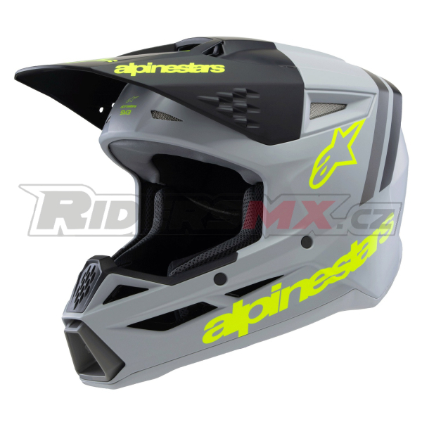 přilba S-M3 RADIUM, ALPINESTARS, dětská (šedá mat/žlutá fluo/černá) 2026
