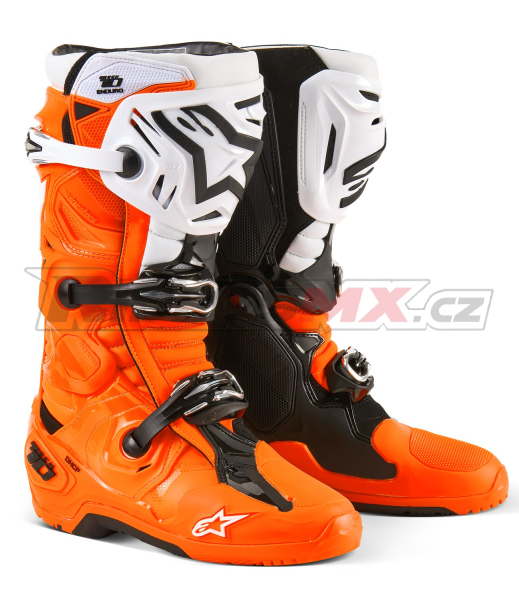 boty TECH 10 ENDURO, ALPINESTARS (oranžová fluo/černá/bílá) 2026