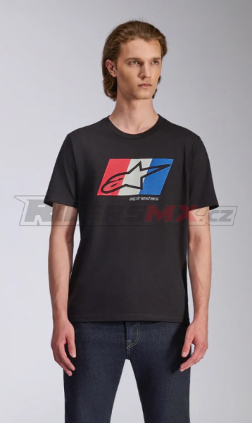 Pánské tričko Alpinestars Global CSF Tee - Short Sleeve Black/Red/White/Blue
