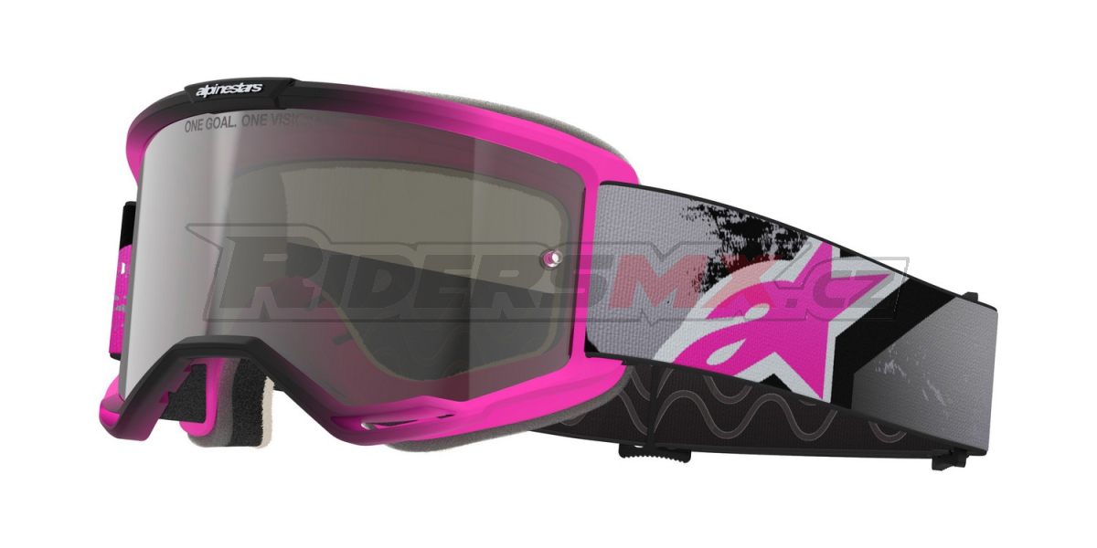 brýle VISION 5 LAHND, ALPINESTARS (růžová fluo/šedá/černá/bílá, zrcadlové stříbrné plexi)
