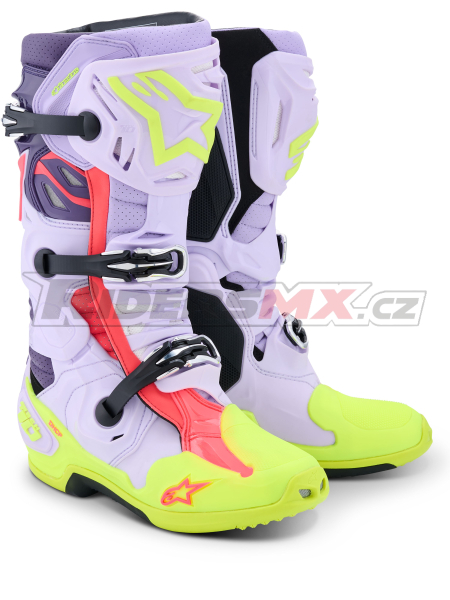 boty TECH 10 SUPERVENTED, ALPINESTARS (fialová/žlutá fluo/růžová) 2026