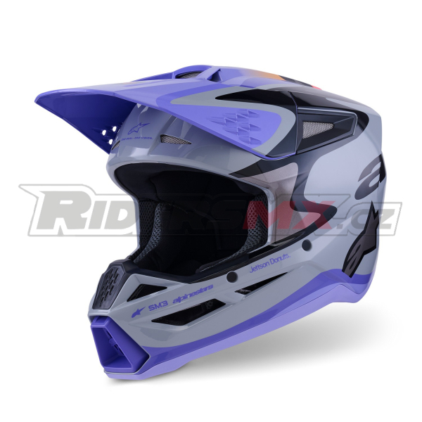 přilba S-M3 edice JETT LAWRENCE, ALPINESTARS, dětská (šedá/fialová/černá) 2026
