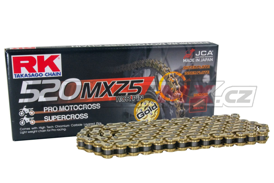 Mx Řetěz RK Chain 520 MXZ5 Gold 