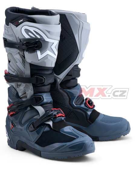 boty TECH 7 ENDURO DRYSTAR, ALPINESTARS (tmavě šedá/světle šedá/červená) 2027