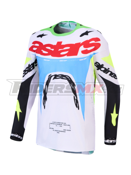 dres SUPERTECH DYNA, ALPINESTARS (světle šedá/zelená fluo/modrá/černá) 2027