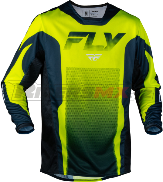 dres KINETIC FADE, FLY RACING - USA (hi-vis/modrá/bílá)