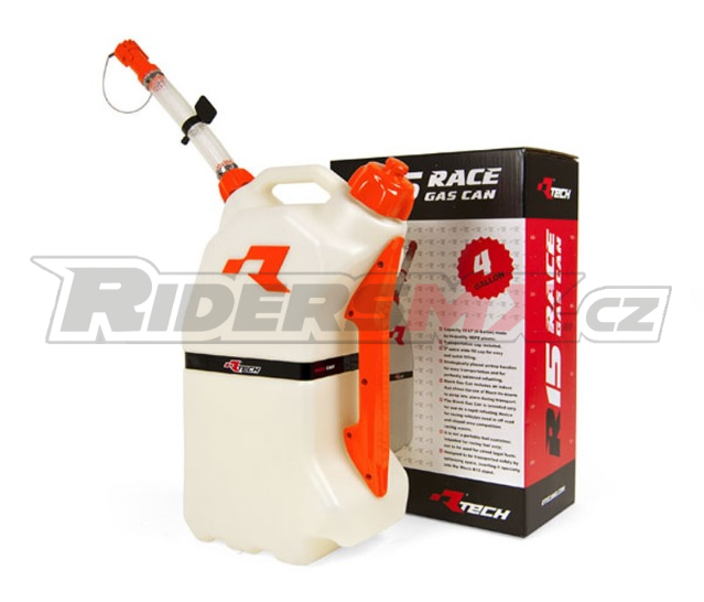 Kanystr na benzín RTECH GAS CAN LT 15 WITH FLEXIBLE HOSE SPOUT Orange